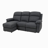 Divano Ulisse 3 posti con chaise longue destra, reclinabile, vano contenitore, disponibile in grigio o beige