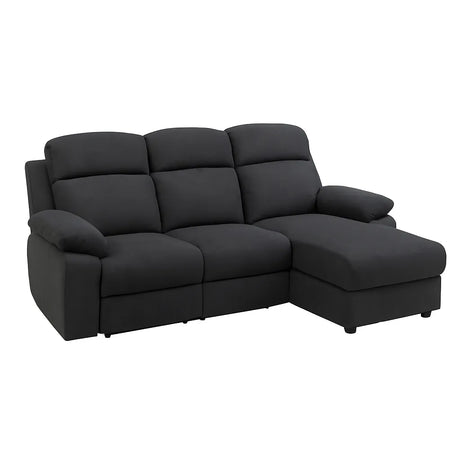 Divano Ulisse 3 posti con chaise longue sinistra, reclinabile, con vano contenitore, disponibile in grigio o beige