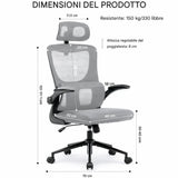 Sedia Ufficio Ergonomica ErgoPro in Rete Traspirante con Poggiatesta