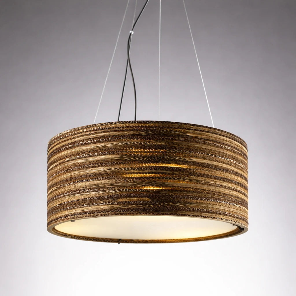 Lampadario NIDO Ø56 cm in cartone con schermo acrilico bianco sospeso