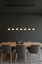 Lampadario a sospensione Sayonara in cromo con 6 luci e diffusori in vetro opale