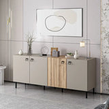 Madia moderna 4 ante color cashmere e rovere con piedini e maniglie nere