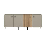 Madia moderna 4 ante color cashmere e rovere con piedini e maniglie nere