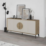Madia moderna a 4 ante in finitura noce e cashmere con gambe in metallo nero
