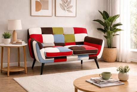 Divano Patchwork 2 Posti – Stile Moderno e Colorato per Soggiorno