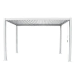 Pergola bioclimatica bianca 3x3,6 m con lamelle orientabili e struttura in alluminio