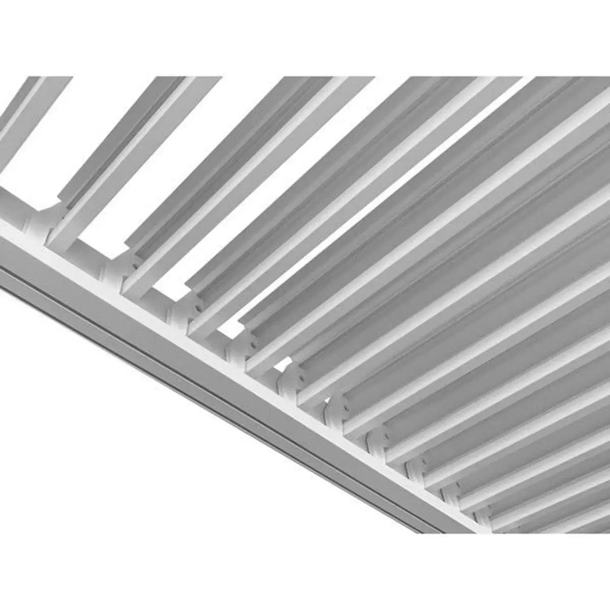 Pergola bioclimatica bianca 3x3,6 m con lamelle orientabili e struttura in alluminio
