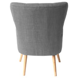 Poltrona Giulietta in tessuto Oxford antimacchia con schienale ergonomico trapuntato e piedini in legno, ideale per soggiorno, studio o camera da letto