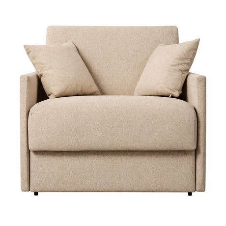 Poltrona letto trasformabile con materasso alto 18 cm e rivestimento in tessuto idrorepellente e antimacchia in vari colori.