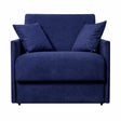 Poltrona letto trasformabile con materasso alto 18 cm e rivestimento in tessuto idrorepellente e antimacchia in vari colori.