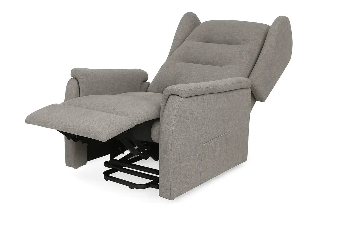 Poltrona Queen relax elettrica in tessuto con doppio motore, funzione alzapersona e roller system