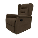 Poltrona relax Ariel in tessuto, reclinabile manualmente con leva laterale, design moderno e schienale alto