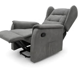 Poltrona relax Ariel in tessuto, reclinabile manualmente con leva laterale, design moderno e schienale alto