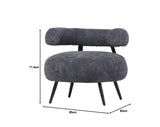 Poltrona Teddy in tessuto bouclé grigio con seduta arrotondata e schienale cilindrico design moderno