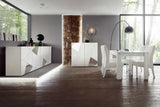 Sala Chloe soggiorno moderno bianco lucido con dettagli specchiati.