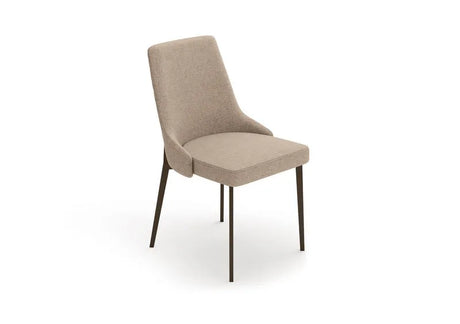 Sedia Ambra Stones moderna con gambe in metallo nero e rivestimento in tessuto beige easy-clean