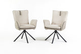Sedia Camilla in tessuto e velluto beige con base in metallo nero, venduta in set da 2 sedie.