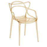 Sedia Curve in policarbonato nero lucido con design moderno e linee intrecciate
