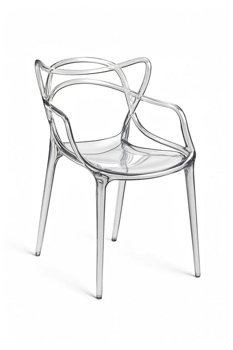 Sedia Curve in polipropilene nero lucido con design moderno e linee intrecciate