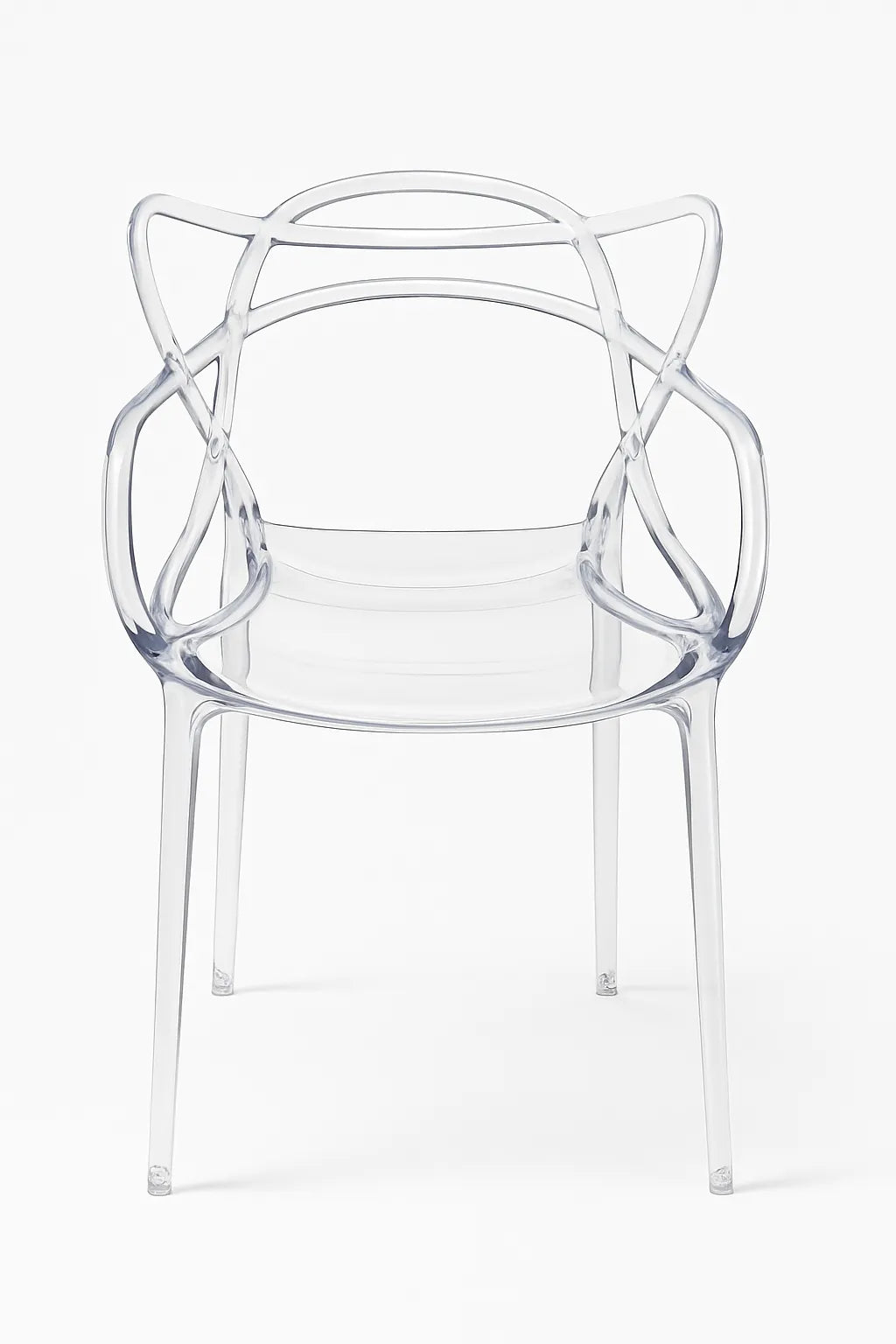 Sedia Curve in polipropilene nero lucido con design moderno e linee intrecciate