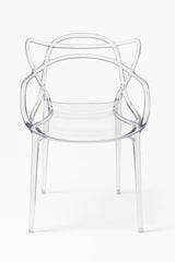 Sedia Curve in polipropilene nero lucido con design moderno e linee intrecciate