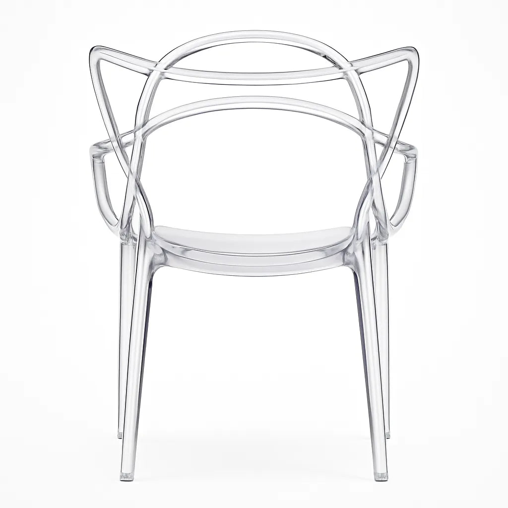 Sedia Curve in polipropilene nero lucido con design moderno e linee intrecciate