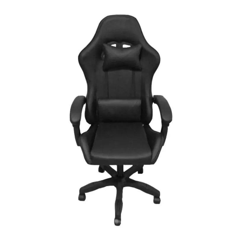 Sedia da ufficio gaming nera con schienale alto e imbottitura in PVC