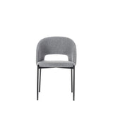 Sedia Greta imbottita in tessuto con gambe in metallo verniciato, disponibile in giallo, grigio e arancione