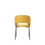 Sedia Greta imbottita in tessuto con gambe in metallo verniciato, disponibile in giallo, grigio e arancione