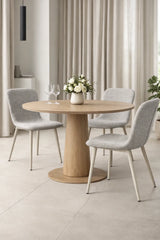 Sedia Ida in tessuto tortora o grigio con gambe in metallo verniciato design moderno