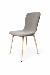 Sedia Ida in tessuto tortora o grigio con gambe in metallo verniciato design moderno
