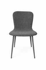 Sedia Ida in tessuto tortora o grigio con gambe in metallo verniciato design moderno
