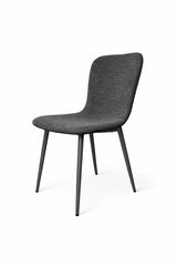 Sedia Ida in tessuto tortora o grigio con gambe in metallo verniciato design moderno