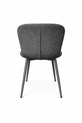 Sedia Ida in tessuto tortora o grigio con gambe in metallo verniciato design moderno
