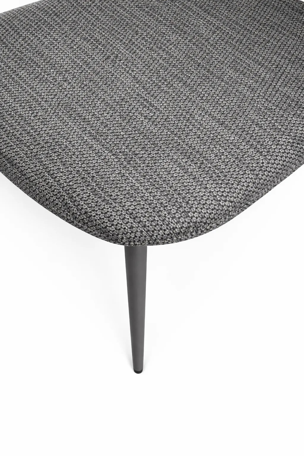 Sedia Ida in tessuto tortora o grigio con gambe in metallo verniciato design moderno