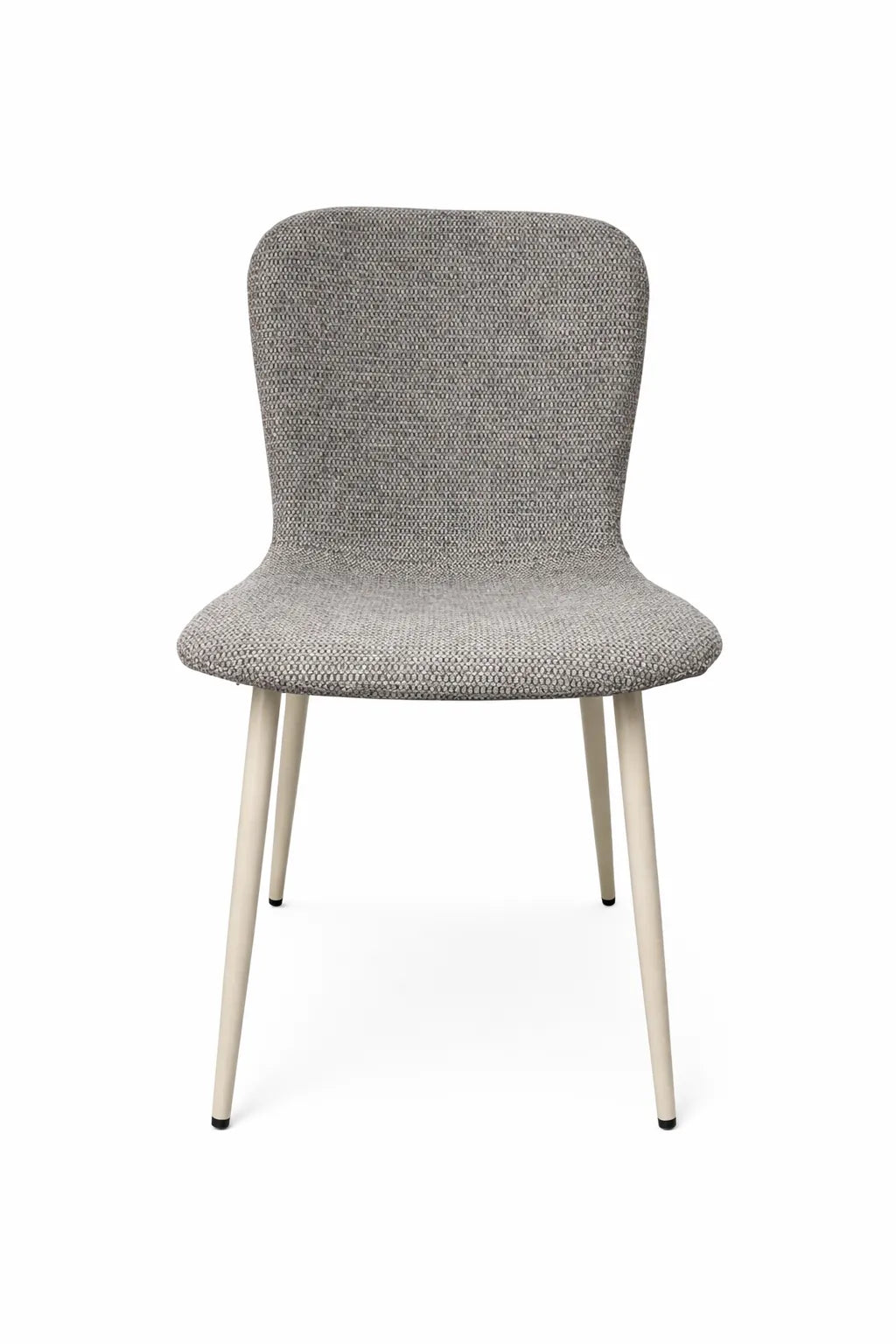 Sedia Ida in tessuto tortora o grigio con gambe in metallo verniciato design moderno