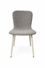 Sedia Ida in tessuto tortora o grigio con gambe in metallo verniciato design moderno