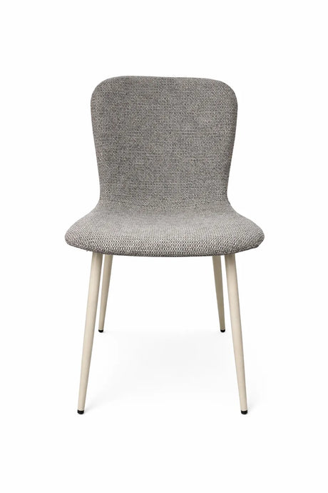 Sedia Ida in tessuto tortora o grigio con gambe in metallo verniciato design moderno