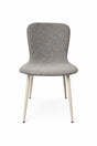 Sedia Ida in tessuto tortora o grigio con gambe in metallo verniciato design moderno