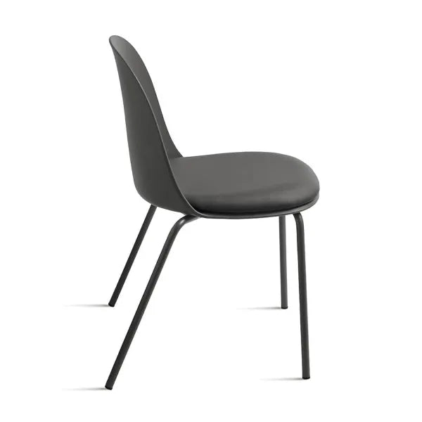 Sedia Lete moderna con seduta in ecopelle e struttura in metallo verniciato, perfetta per soggiorno o cucina