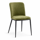 Set 2 sedie Luma imbottite in tessuto senape con gambe in metallo nero design moderno per sala da pranzo
