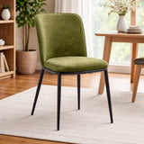 Set 2 sedie Luma imbottite in tessuto senape con gambe in metallo nero design moderno per sala da pranzo