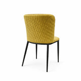 Set 2 sedie Luma imbottite in tessuto senape con gambe in metallo nero design moderno per sala da pranzo