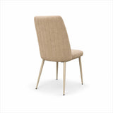 Sedia TUFI imbottita in microfibra HTSDR con schienale trapuntato e gambe in metallo, disponibile nei colori Tortora, Cammello e Grigio, venduta in set da 2.