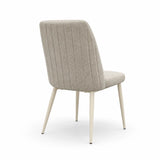 Sedia TUFI imbottita in microfibra HTSDR con schienale trapuntato e gambe in metallo, disponibile nei colori Tortora, Cammello e Grigio, venduta in set da 2.
