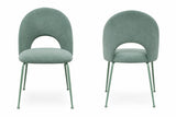 Sedia Paola imbottita in microfibra HTSDR con gambe in metallo verniciato a polvere, disponibile in tortora, verde, grigio e cammello, venduta in set da 2.