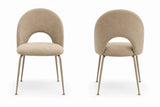 Sedia Paola imbottita in microfibra HTSDR con gambe in metallo verniciato a polvere, disponibile in tortora, verde, grigio e cammello, venduta in set da 2.
