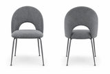 Sedia Paola imbottita in microfibra HTSDR con gambe in metallo verniciato a polvere, disponibile in tortora, verde, grigio e cammello, venduta in set da 2.