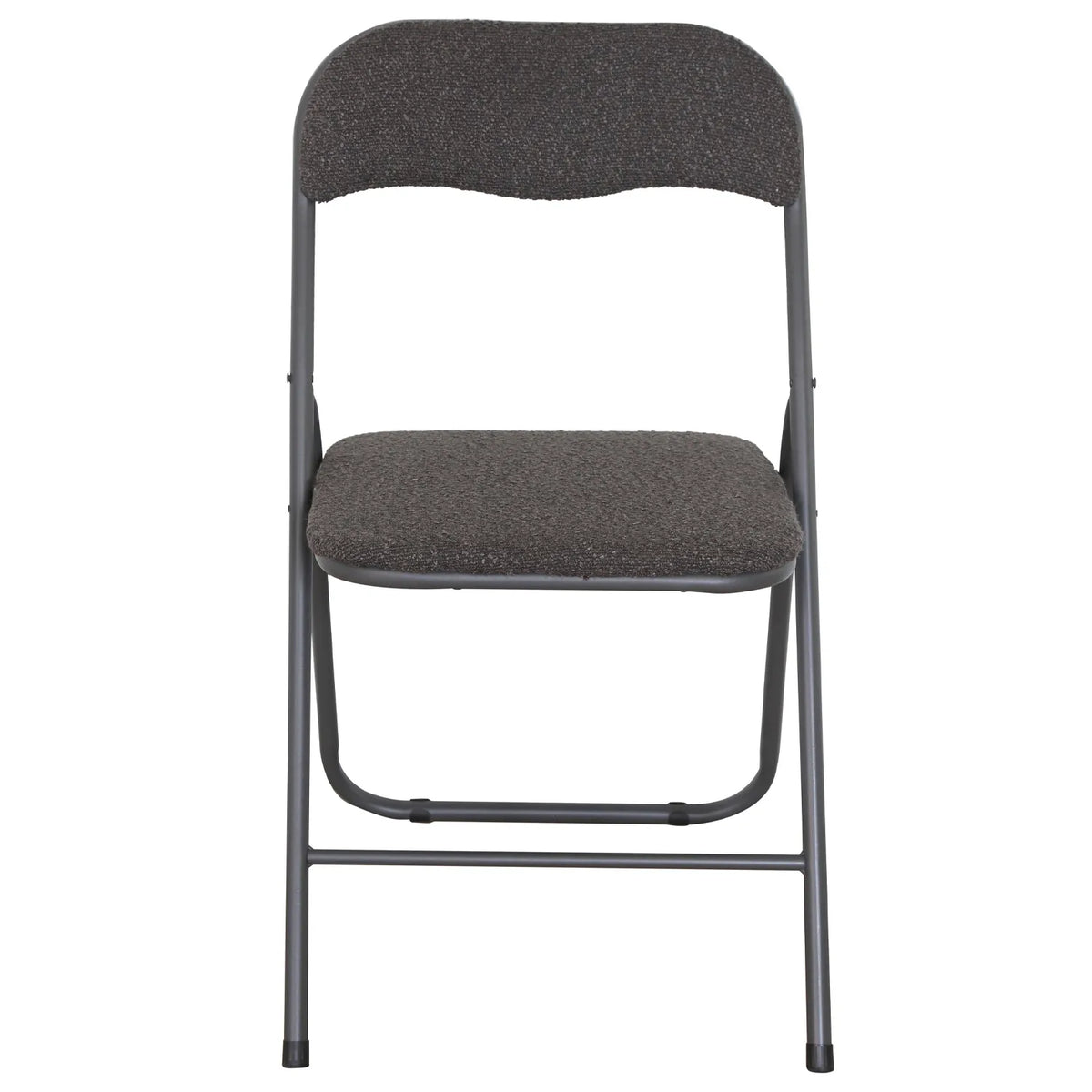 Sedia pieghevole Solana in tessuto bouclè con struttura in metallo, design moderno e salvaspazio
