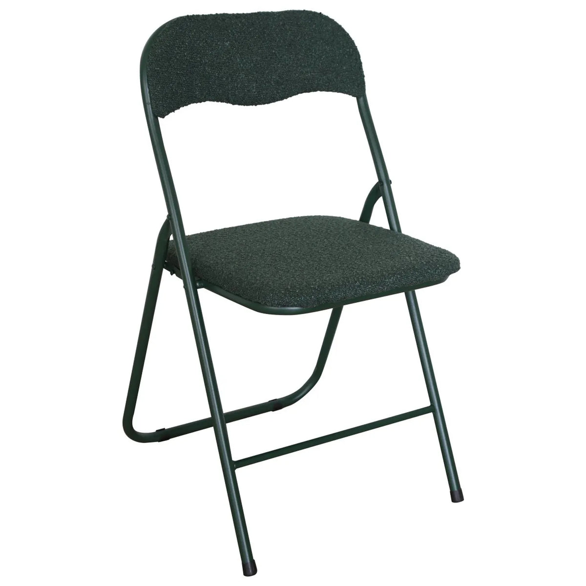 Sedia pieghevole Solana in tessuto bouclè con struttura in metallo, design moderno e salvaspazio